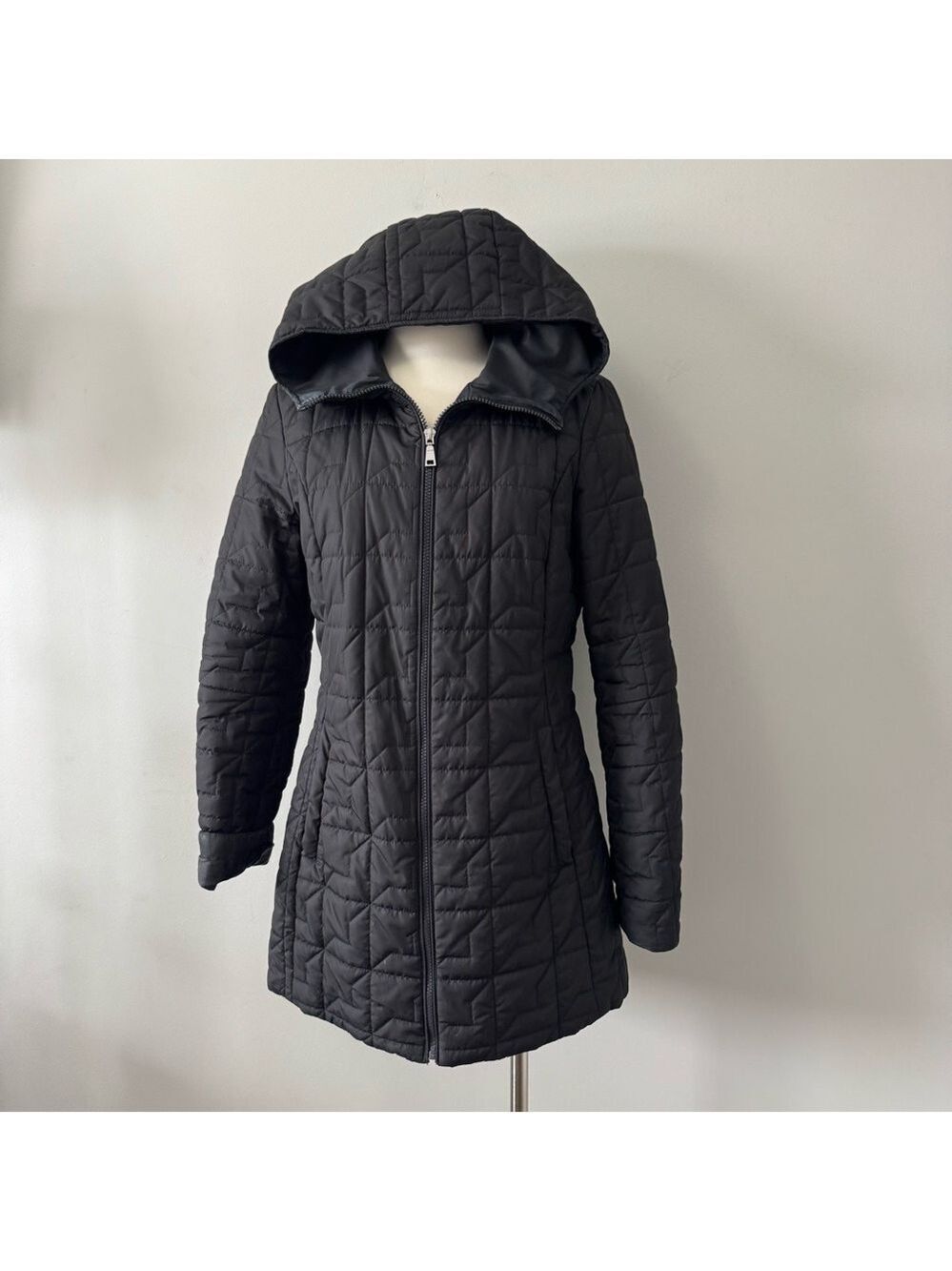 Laundry By Shelli Segal Black Quilted Puffer Jacket Medium